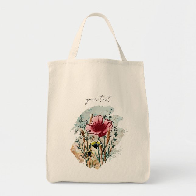 Bolso De Tela Personalized Wildflower Paint Splatter Tote Bag (Frente)
