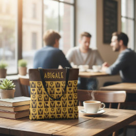 Bolso De Tela Personalized Yellow Tote Bag with Abstract Flowers