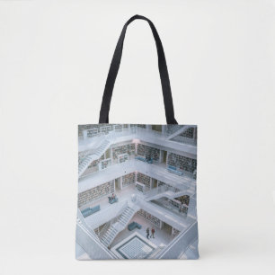 BOLSO DE TELA PERSONAS CAMINANDO DENTRO DE LA BIBLIOTECA