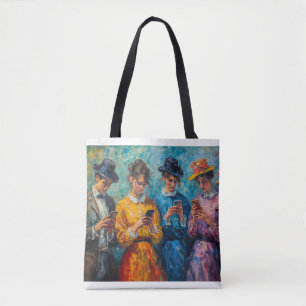 Bolso De Tela Personas del siglo XIX usando smartphones