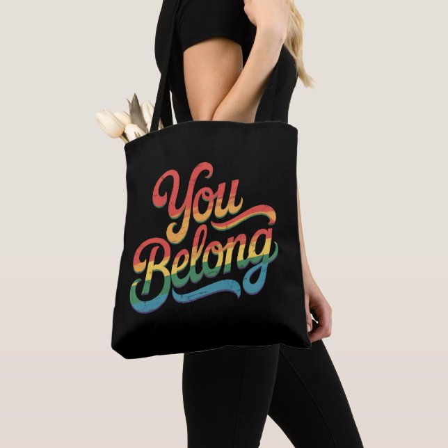 Bolso De Tela Pertenece a la lesbiana gay LGBTQ Ally Rainbow (Detalle)