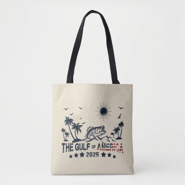 Bolso De Tela Pesca del Golfo de América Bandera patriótica esta (Anverso)