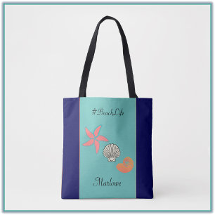 Bolso De Tela Pesca tropical y cascos marinos Ocean Beach Life