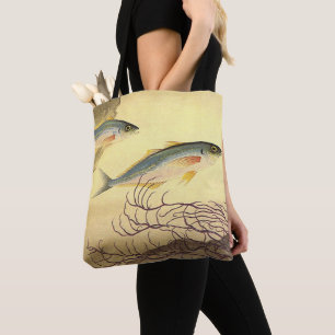 Bolso De Tela Pescado Caballa en el Océano, Arte Antiguo Japonis