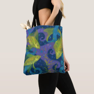 Bolso De Tela Pescado dorado Peces subacuáticos Pintura de arte