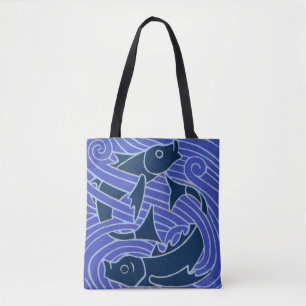 Bolso De Tela Pescado Negrita Natación Océano Pesca Azul