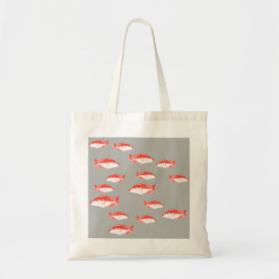 Bolso De Tela Pescado rojo y gris