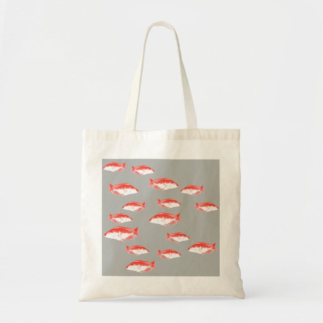 Bolso De Tela Pescado rojo y gris (Frente)