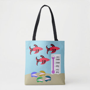 Bolso De Tela Pescado rojo y negro nadando con clavos