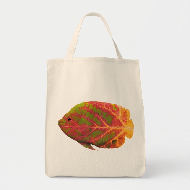 Bolso De Tela Pescado tropical de hoja de ave 1 (Frente)