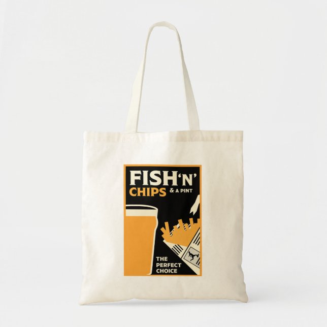 Bolso De Tela Pescado Y Chips Ingleses (Frente)