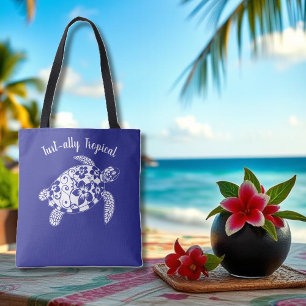 Bolso De Tela Pescador hawaiano de tortuga azul profundo estétic