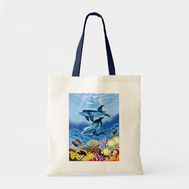 Bolso De Tela Pescados tropicales de los delfínes (Frente)