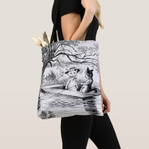 Bolso De Tela Pescando con el amante, Louis Wain