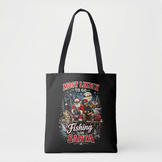 Bolso De Tela Pescando con Santa (Anverso)