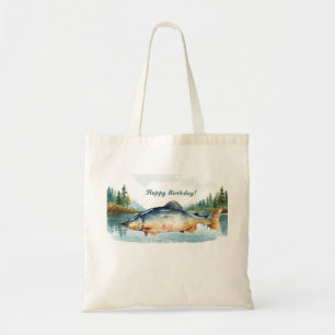 Bolso De Tela Pescando cumpleaños con tema de pastel