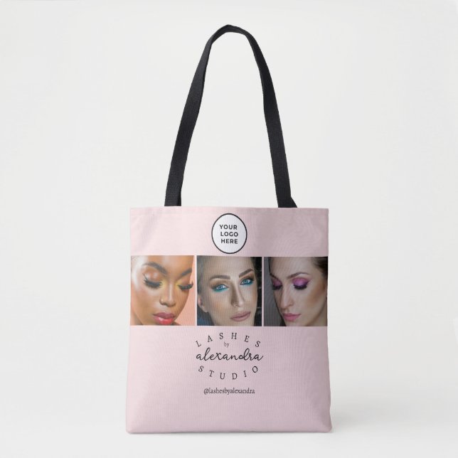 Bolso De Tela Pestañas de Foto Script BlushPink 3 (Anverso)