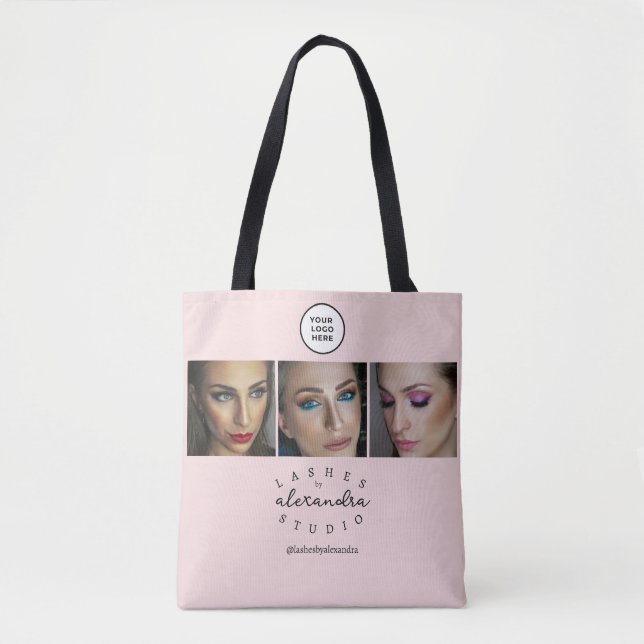 Bolso De Tela Pestañas de Foto Script BlushPink 3 (Anverso)