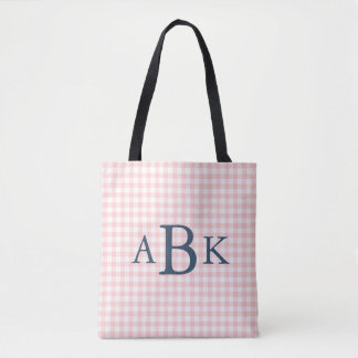 Bolso De Tela Petal Rosa Cuadros Monogramada