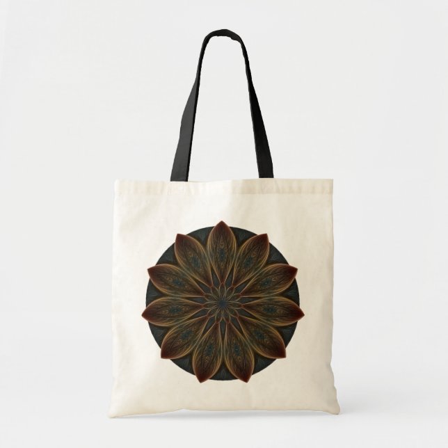 Bolso De Tela Petales plumados Kaleidoscope Mandala (Frente)