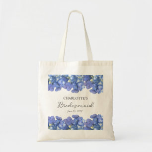 Bolso De Tela Pétalos de Hortensia Azul Personalizados para Dama