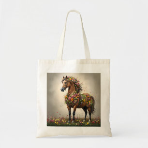 Bolso De Tela Pétalos Y Canteras: Jardín De Fantasía De Caballos