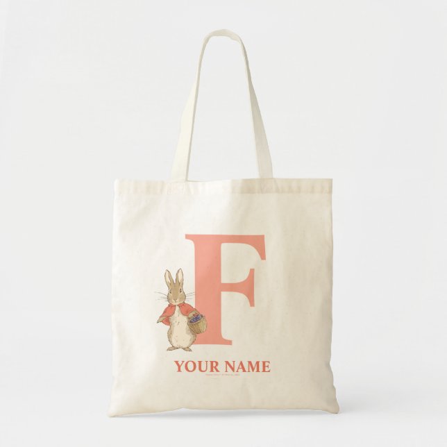 Bolso De Tela Peter Rabbit | Flopsia Personalizado - Letra F Bol (Frente)
