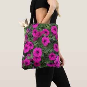 Bolso De Tela Petunias Florales Rosa Brillante