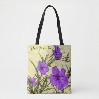 Bolso De Tela Petunias púrpuras se vuelven verdes