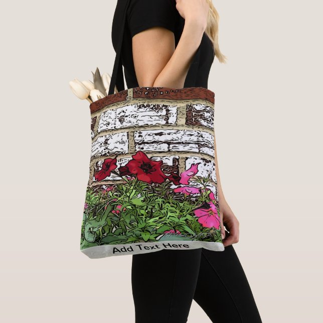 Bolso De Tela Petunias rojas y rosas (Detalle)
