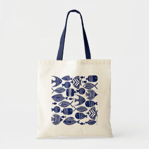 Bolso De Tela Pez Estampado Azul
