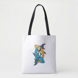 Bolso De Tela Pez Gemelo Vibrante