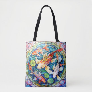 Bolso De Tela Pez Koi en Vidrio Tallado