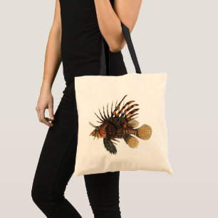 Bolso De Tela Pez León, Vida Marina Oceánica Animal Vintage