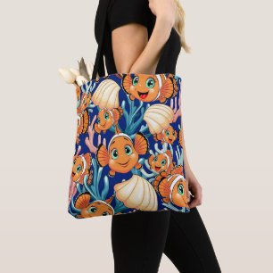 Bolso De Tela Pez payaso Dibujo animado lindo Familia Bajo el ag
