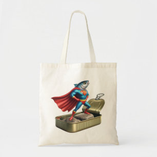Bolso De Tela Pez Sardinero Superhéroe Arte de Héroe del Océano
