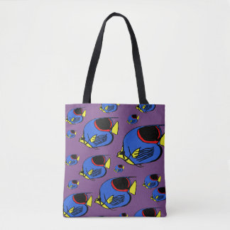 Bolso De Tela Pez sol azul, amarillo y rojo