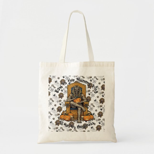 Bolso De Tela 🤍 Pharaoh Blanco Mummy Tote Bag 👑 🎃 (Frente)