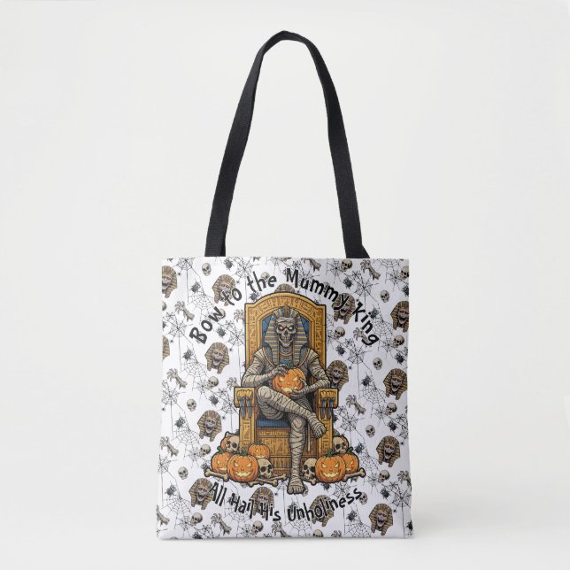 Bolso De Tela 🤍 Pharaoh Blanco Mummy Tote Bag 👑 🎃 (Anverso)
