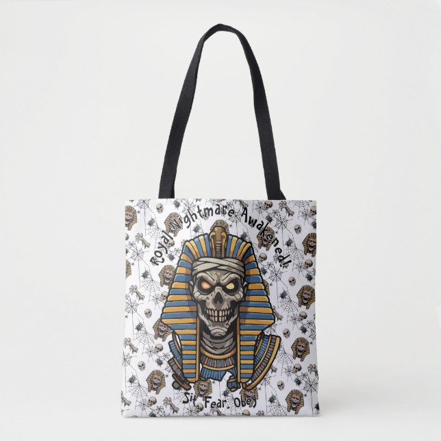 Bolso De Tela 🤍 Pharaoh Blanco Mummy Tote Bag 👑 🎃 (Anverso)