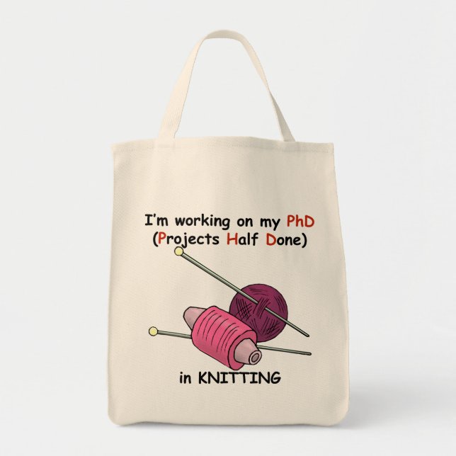 Bolso De Tela PhD que hace punto (Frente)