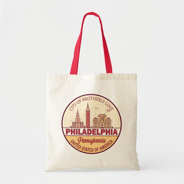Bolso De Tela Philadelphia Pennsylvania City Skyline Emblem (Frente)