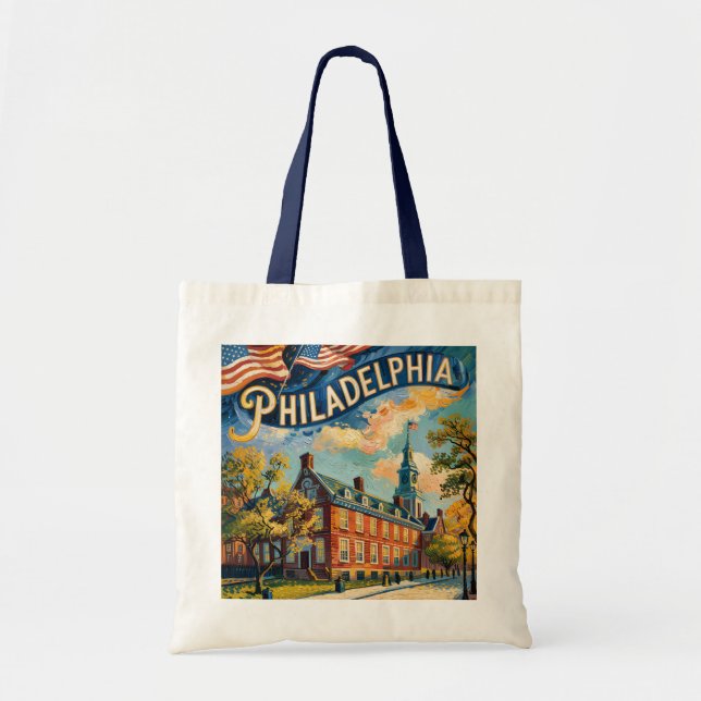 Bolso De Tela Philadelphia Pennsylvania US Retro Van Gogh Travel (Frente)