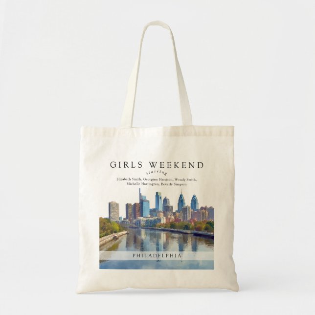 Bolso De Tela Philadelphia Skyline Watercolor Girls Weekend (Frente)