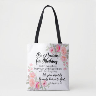 Bolso De Tela Philippians 4:6 Estar ansioso por nada color rosa