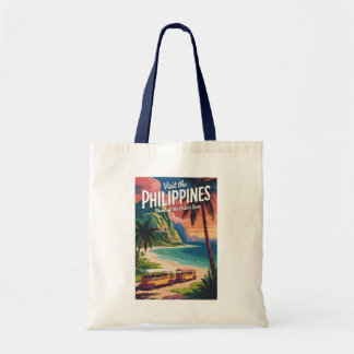 Bolso De Tela Philippines Beach Illustration Travel Art Vintage
