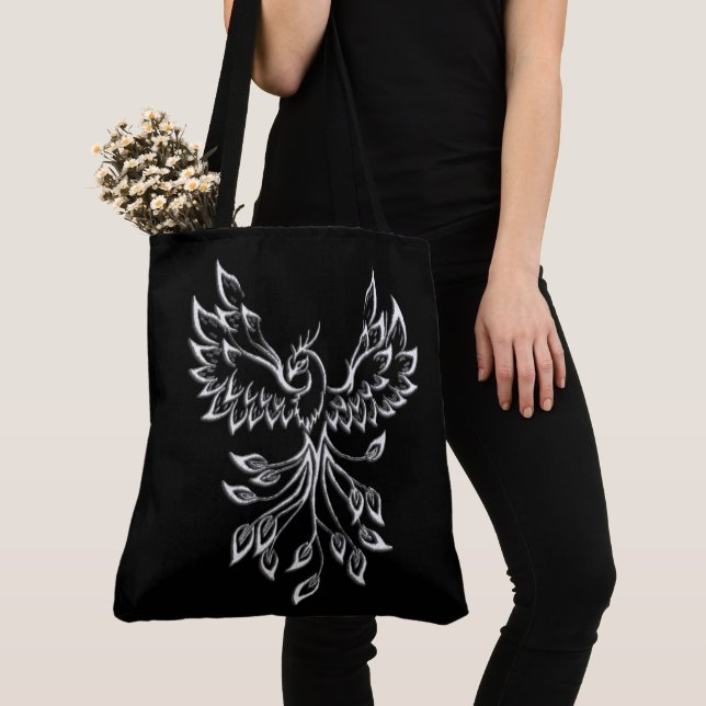 Bolso De Tela Phoenix Rises en Negro (Detalle)