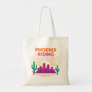 Bolso De Tela Phoenix Rising Ciudad Neon – Synthwave Retro Desie