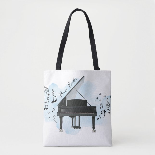 Bolso De Tela Piano Books Music Notes Tote Bag (Anverso)