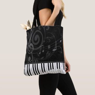 Bolso De Tela Piano caprichoso y notas musicales
